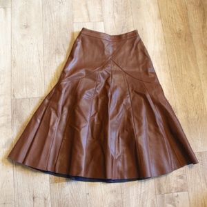 Anthropologie Maeve Mariska Faux Leather Midi Skirt